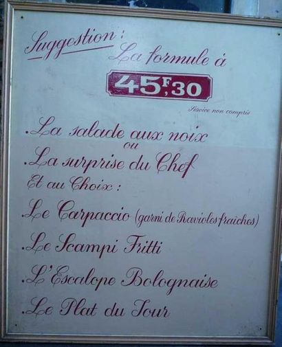Panneau peint: menu de restaurant. 94 x 80...