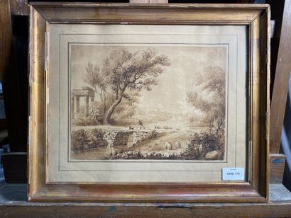 null John Varley ?

Antique landscape with a shepherd

Ink and wash on paper 

20...