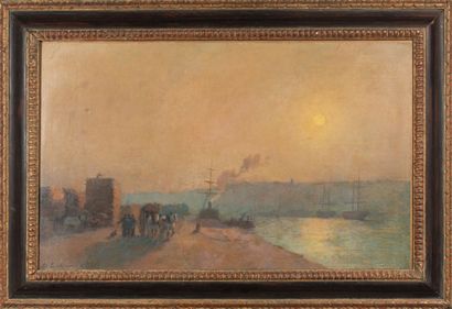 null Albert Marie LEBOURG (1849-1928)

La moisson près du port, soleil couchant

Huile...