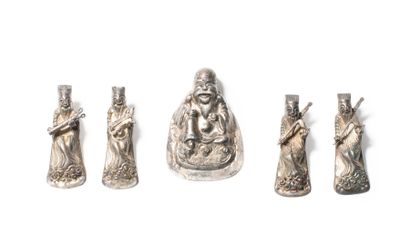 CHINE - Début XXe siècle 
Cinq petites amulettes...