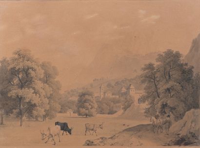 null Attribué à Louis Pierre BALTARD (1764-1846)

"Le Château Saint-Ange" et "Campagne...