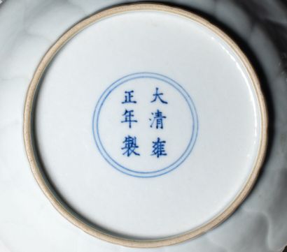  CHINE 
Coupe en porcelaine blanche en forme de fleurs de lotus, les pétales et graines...