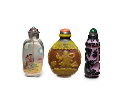 null CHINA - 20th century

Five glass snuff bottles, four of them in overlay, three...