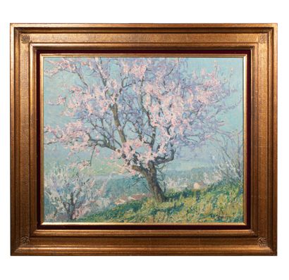 null Raymond THIBÉSART (1874-1968) 

Tree in bloom - Valley of the Seine

Oil on...