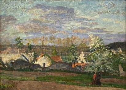 null AZARD (Early XXth) 

Sunny spring morning in Nesles-la-Vallée

Oil on cardboard

Signed...