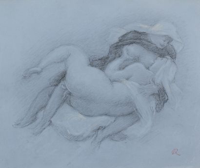 null Richard GUINO (1890-1973)

"Two embracing nuns".

Plumb line drawing with white...