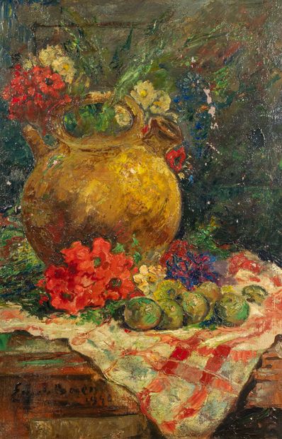 Emile BAES (1879-1954) 
Bouquet à la chevrette,...