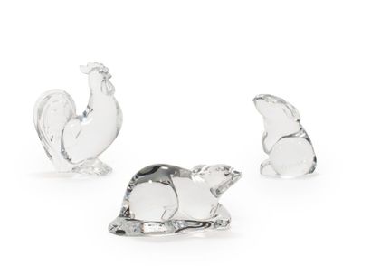 null BACCARAT, SET of three SUBJECTS representing a rabbit, a rooster and a mouse...