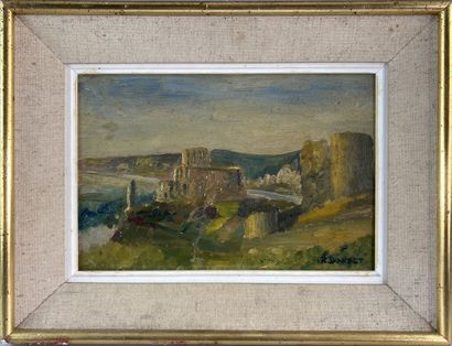 null R. BANART (XXth) 

Castle of Andelys

Oil on canvas

Signed lower right

33...