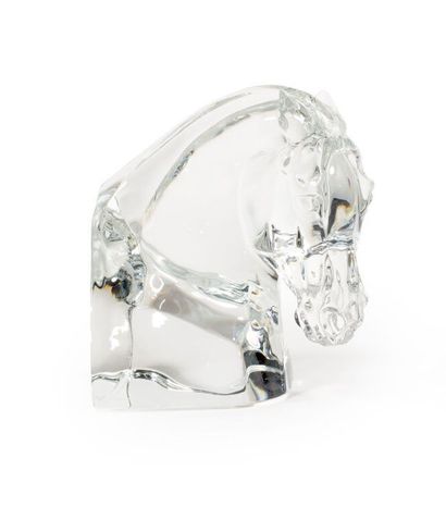 null BACCARAT "Head of horse" SUBJECT in moulded crystal signed and stamped under...