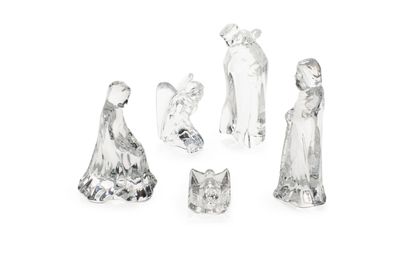 null BACCARAT, SET of five moulded crystal SUBJECTS representing the baby Jesus in...