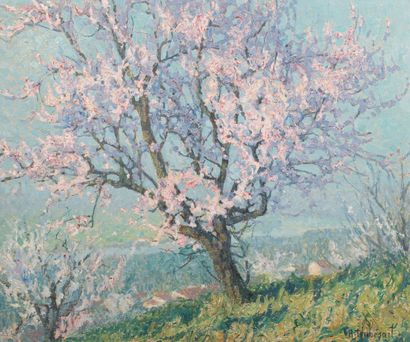 null Raymond THIBÉSART (1874-1968) 

Tree in bloom - Valley of the Seine

Oil on...