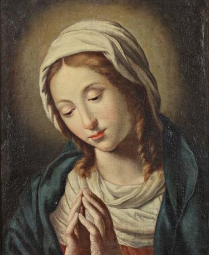 Dans le gout de Salvi Sassoferato "Vierge" Huile sur toile, 45 x 37 cm