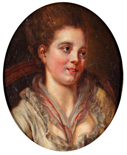 Suite de GREUZE Jean - Baptiste (1725 - 1805) "Portrait de jeune fille aux yeux bleus"...