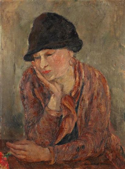 Luc Albert MOREAU (1882-1948) "Femme a l'oeillet" Huile sur toile, signee en bas...