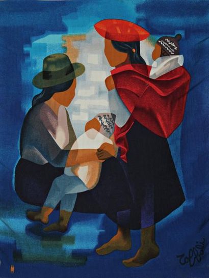 Louis TOFFOLI (1907-1999) "Yucatan", Tapisserie imprime d'apres un carton de l'artiste,...