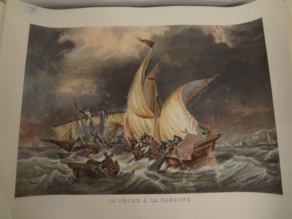 D'après Guerneray "La pêche à la sardine", reproduction en couleur, 50 x 71,5 cm