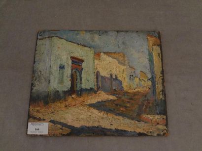 Lucien MADRASSI (1881 - 1956) "Ruelle de la Casbah", huile sur carton, signée en...
