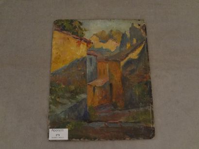 Lucien MADRASSI (1881 - 1956) "Paysage de France", huile sur carton, 22 x 27 cm