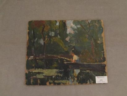 Lucien MADRASSI (1881 - 1956) "Pêcheurs sur leur barque" et "paysage", huiles sur...