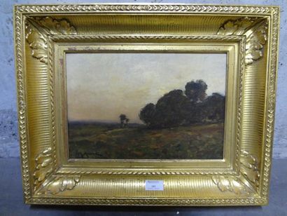MOISSET Maurice (1860-1946) "Bouquet d'arbres en plaine", Huile sur toile marouflée...