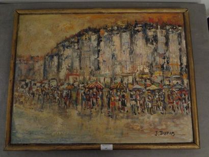 Jean DUPAS (1882-1964) Scène de marché Huile sur toile, signée en bas à droite 46...