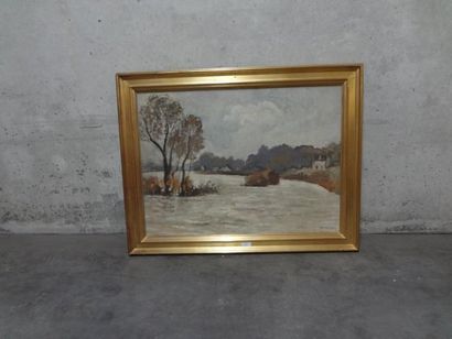 René DEMEURISSE (1895-1961) "Paysage de l'Aisne", huile sur toile, signée en bas...