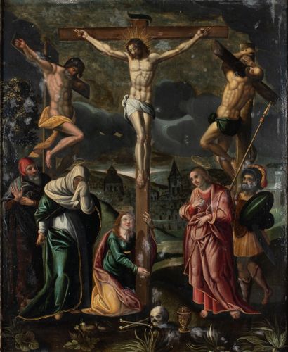 null École flamande, vers 1630

« La Crucifixion »

Panneau de chêne, une planche,...