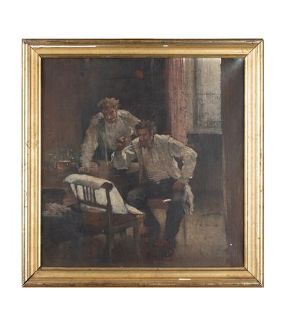null École du XIXe siècle

« Deux hommes en chemise »

Huile sur toile

35,5 x 37...