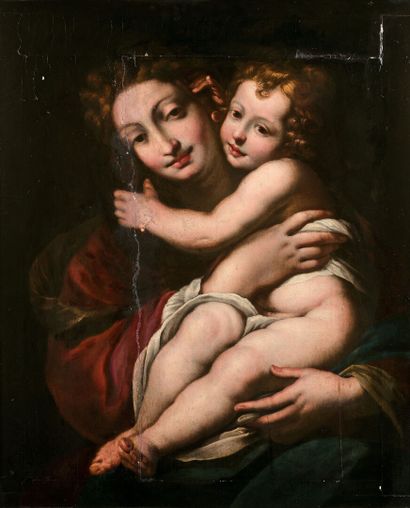 null Attribué à Giulio Cesare PROCACCINI (1547 ? 1623) 

Vierge à l'Enfant 

Panneau...
