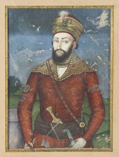 null PERSIAN MINIATURE 

Portrait of a man in a red suit

19th century 

14 x 10.3...