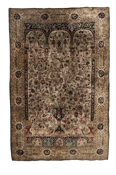 null Knotted silk carpet decorated with a tree of life and birds

early 20th century...