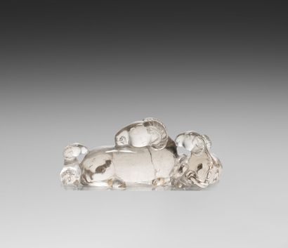 null Groupe en cristal de roche "trois boucs couchés"

Chine, marque apocryphe Qianlong...