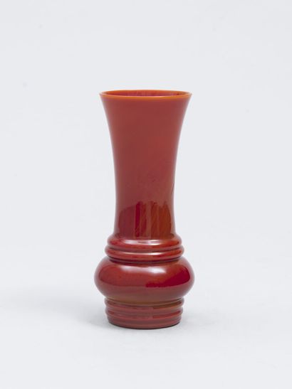 null Vase balustre en verre de Pékin orangé

Chine, XXème siècle, marque apocryphe...