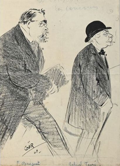 null Charles Félix GIR (1883-1941) "Gabriel Fauré et F. Bourgeat" Fusain sur papier...