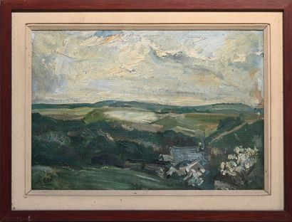 null Charles Félix GIR (1883-1941) " Paysage d'Yonne" Huile sur bois signé en bas...