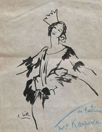 null Charles Félix GIR (1883-1941) "La Karpovka" Encre sur papier signé et annoté....