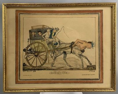 null Georges Breitel (1888-1966) dit BIB Deux dessins "Route de Saint Cloud" et ""Courbette...