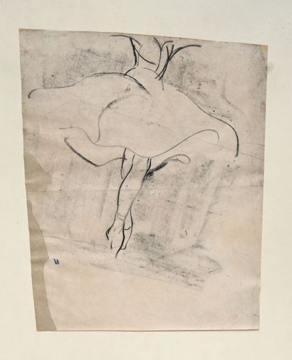 null Charles Félix GIR (1883-1941) "Étude de danseuse sur pointes" Fusain sur papierdécoupé....