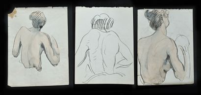 null Charles Félix GIR (1883-1941) Meeting of nine sketches and studies of women...