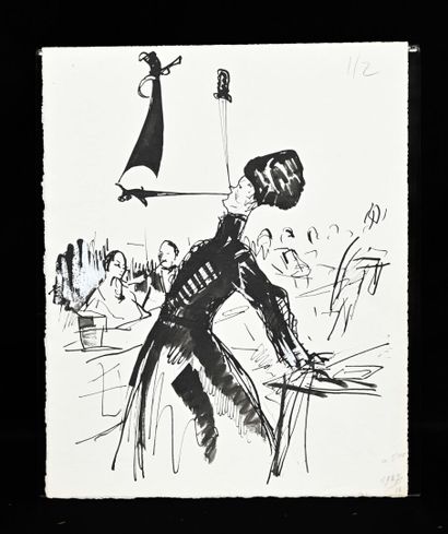 null Charles Félix GIR (1883-1941) "Circus" Two ink drawings on paper illustrating...