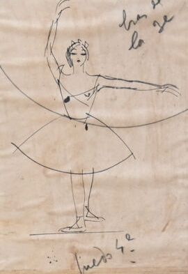 null Charles Félix GIR (1883-1941) "Six études de danse" Fusain sur papier, un seul...