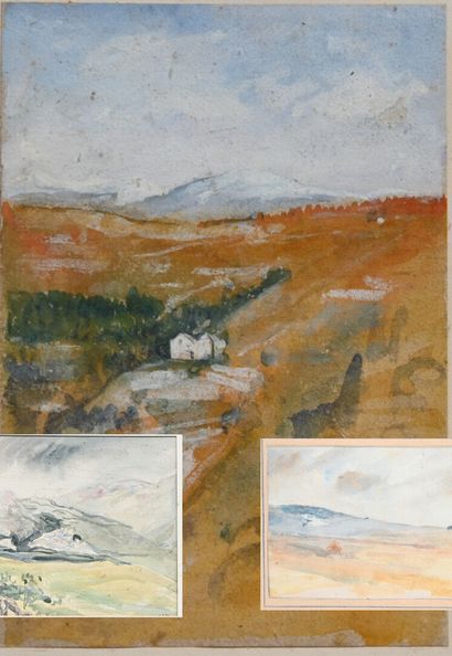 null Charles Félix GIR (1883-1941) Three watercolors.

"Landscape of the plain" Watercolor...