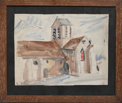 null Charles Félix GIR (1883-1941) "Église de Bréançon" Aquarelle sur papier signée...