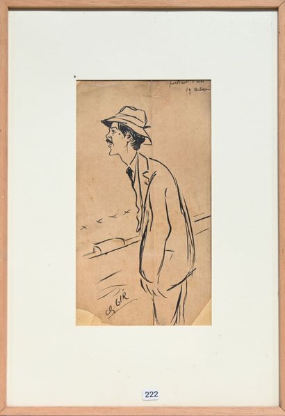null Charles Félix GIR (1883-1941) "Caricature of Jacques Richepin" Ink on paper...