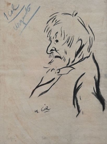 null Charles Félix GIR (1883-1941) "Lugné-Poe" Fusain sur papier signé en bas à gauche...