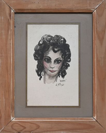 null Charles Félix GIR (1883-1941) "Portrait de Zohira" Encre et aquarelle sur papier...