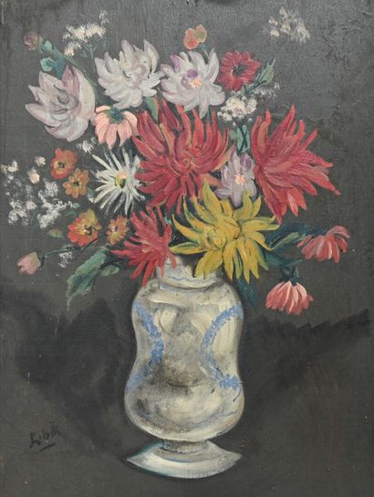 null Charles Félix GIR (1883-1941) "Bouquet de fleurs dans un vase" Huile sur bois...