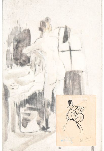 null Charles Félix GIR (1883-1941) Deux dessins.

"A la toilette" Eau-forte. 23 x...