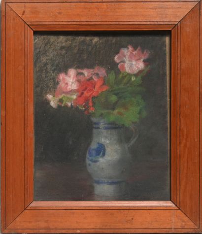 null Charles Félix GIR (1883-1941) "Bouquet au pichet en grès" Pastel sur carton.

29...